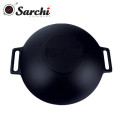 Handcraft Black Wok de ferro fundido com fundo plano